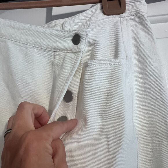 Gilli Can’t Be Bothered Denim Mini Skirt 100% cotton White crossover button - Picture 5 of 15
